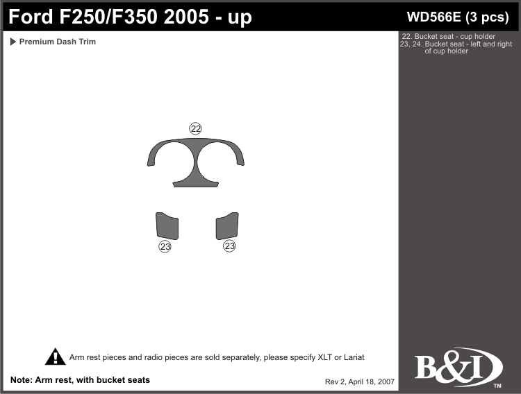 A Ford Super Duty 05-2007 Dash Kit by B&I