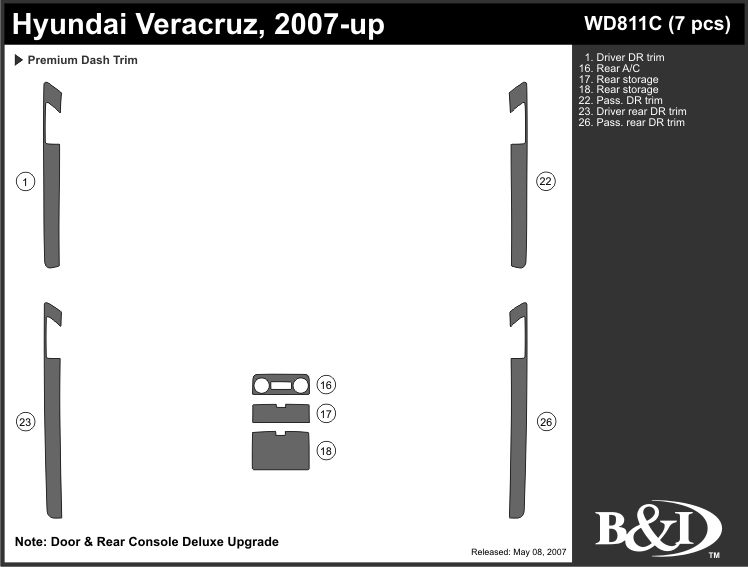 Hyundai Veracruz 07-up Dash Kit by B&I