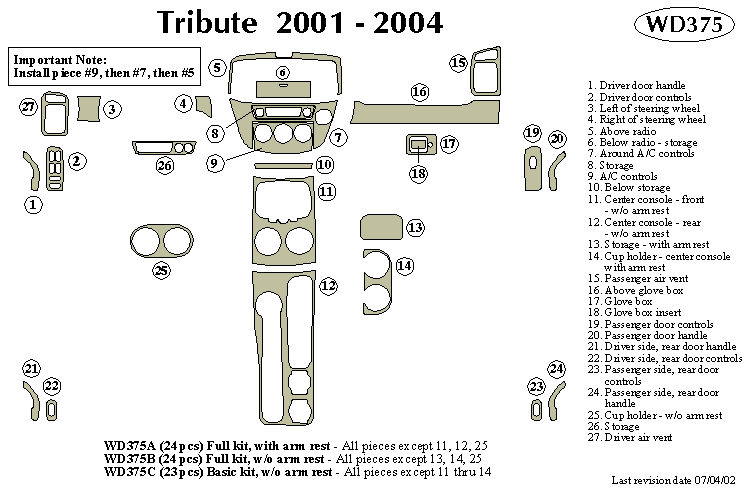 Mazda Tribute Dash Kit by B&I