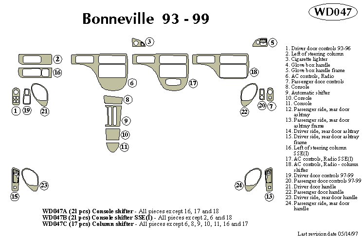 Pontiac Bonneville Dash Kit by B&I