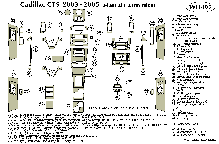 Cadillac Cts Manual Dash Kit by B&I