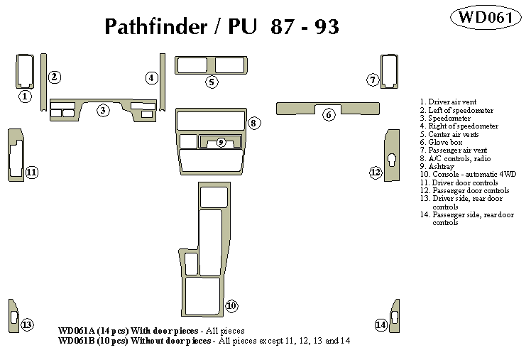 Nissan Pathfder / Pickup 87-93 Dash Kit by B&I